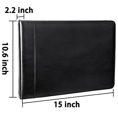 Antner Zippered 7 Ring Business Checkbook Binder Portfolio for 3-on-a-Page Business Checks, 600 Checks Capacity, PU Leather Check Book Binder Cover for 9x13 Sheets, Built-in Storage Organizer, Black