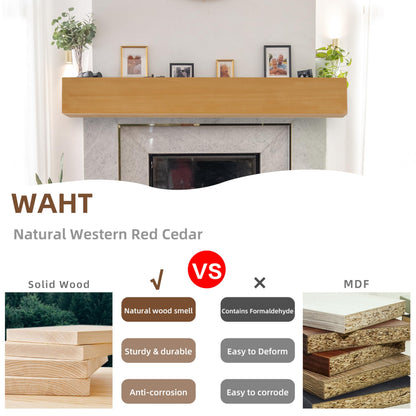 Mederlo 48"×9"×6" Rustic Wood Fireplace Mantel | Wall-Mounted & Floating Shelf for Home Decor