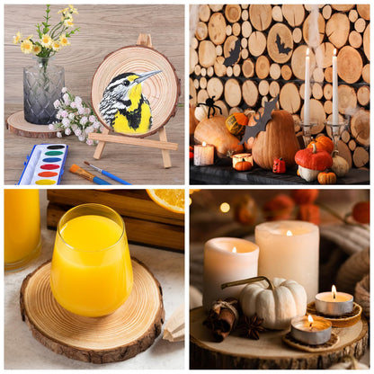 24 Pcs Unfinished Natural Wood Slices for Crafts.3.5-4 Inch Wood Rounds for Craft Supplies. Wood Circles with Tree Bark for Christmas Ornaments,DIY Gifts,Wood Coasters.Painting.