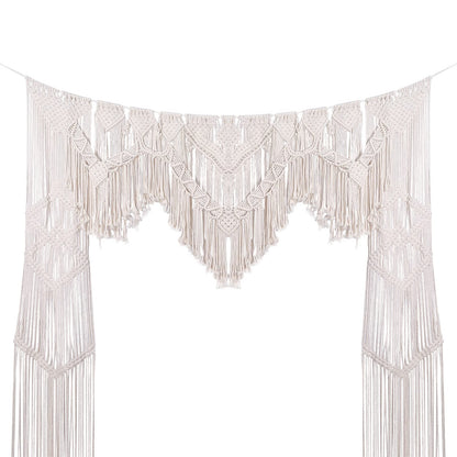 ANMINY Boho Macrame Wedding Backdrop for Arbor Arch Large Macrame Curtains Wall Hanging Handmade Window Doorway Macrame Curtains Tapestry Art Decor with Tassels 79''W x 79''L