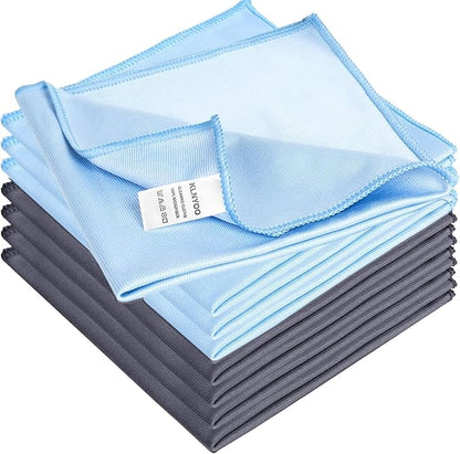KLNYOO Microfiber Glass Cleaning Cloths Lint Free Streak Free Quickly and