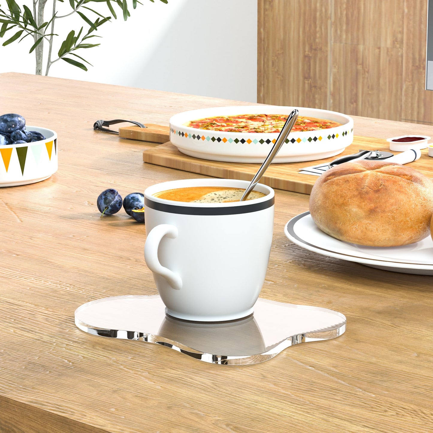 Leadiy Acrylic Coaster Decorative Plates, Irregular Bar Drink Coaster, Clear Cloud Shape Coffee Cup Coaster, Perfect for Tabletop Protection and Accessories Display.(Clear)