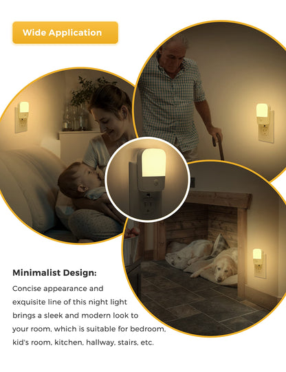 L LOHAS LED Night Lights Plug into Wall 2 Pack, Plug in Night Light with Dusk to Dawn Sensor, Brightness Adjustable 30/60LM, Soft Warm White Nightlights for Kids, Hallway, Bedroom, Kitchen