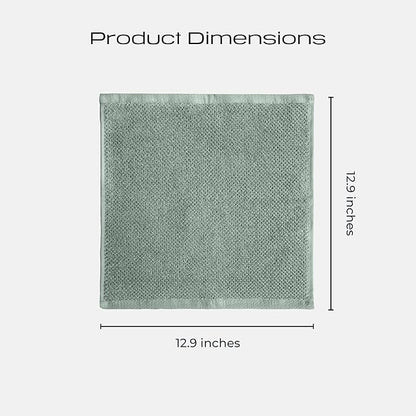 Luxury Silver-Infused Sage Green Washcloth Set of 4, 12.9"x12.9"