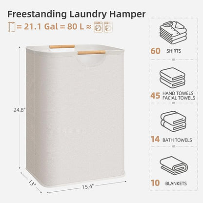 STORAGE MANIAC Large Laundry Hamper, 80L Collapsible Laundry Basket