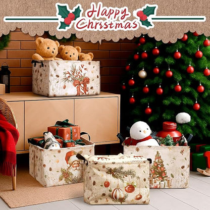 4 Pack Christmas Storage Bin Collapsible Large Christmas Storage Baskets