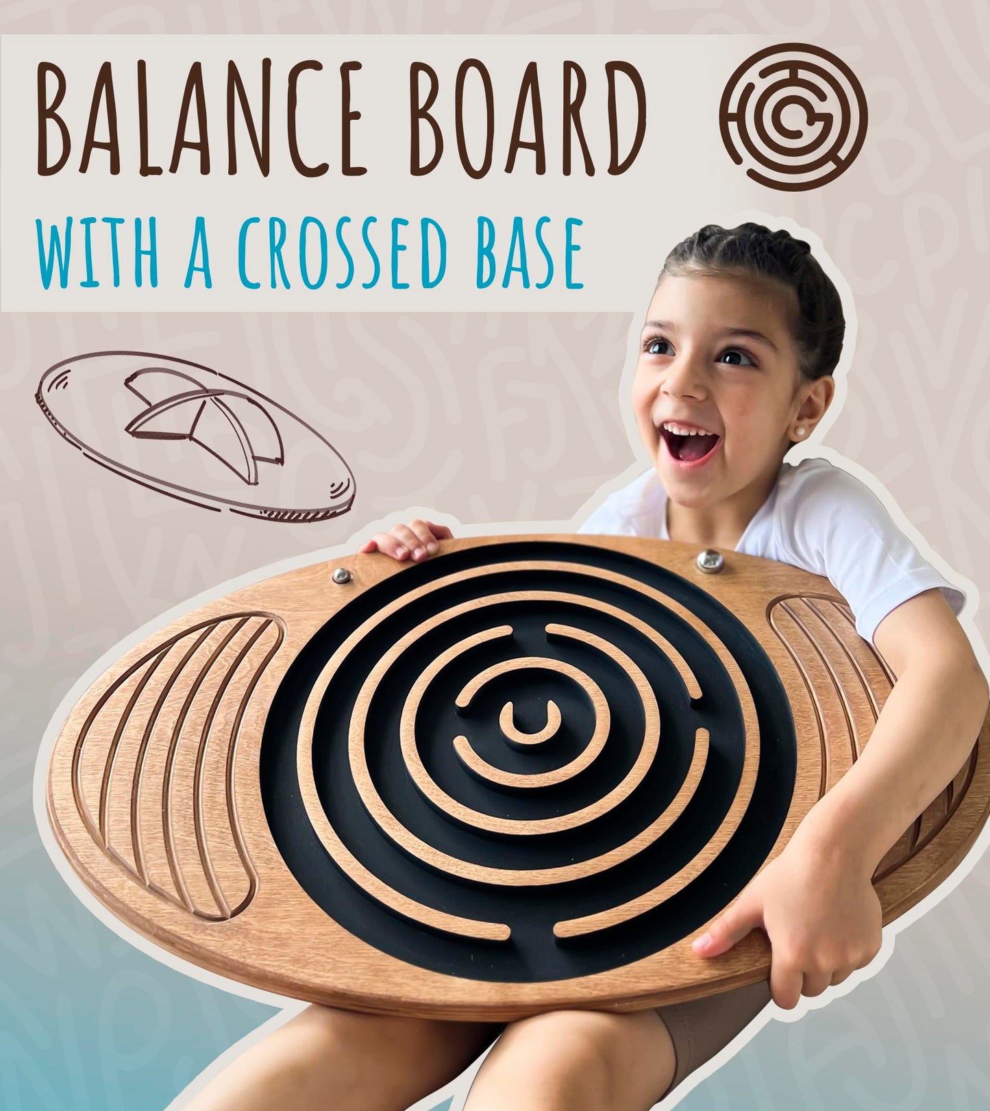 Wooden Balance Board Maze, Fun Fitness Tool, Wobble Balance Board, Core Strength, Fitness, Training, Physical Therapy, Oak-Cross (oak-cross)
