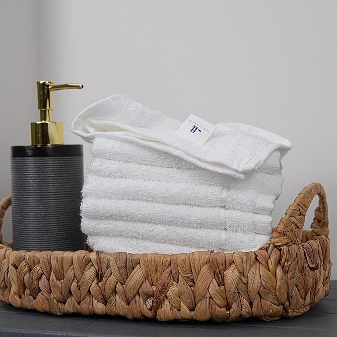 Tens Towels Pack of 24 Washcloths, 12 x 12 Inches, Lighter Weight, Quick to Dry