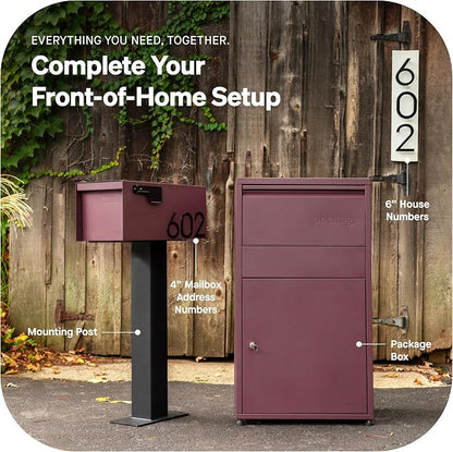 Adoorn Post Mount Outdoor Mailboxes - Large Decorative Mailbox for Letters and Packages - Weatherproof Construction - Durable Steel - Magnetic Closure - 9.5” H x 9.5” W x 20.75” D - Sandstone