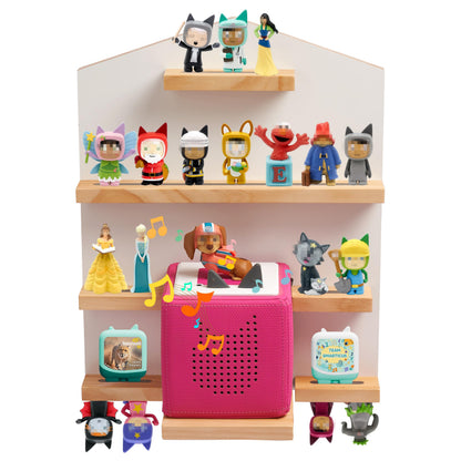 Gieanoo for TonieBox 2/1 Toniebox Shelf, Magnetic Shelf for Tonies Pine Wooden Floating Wall Shelves Organizer Compatible with Tonie Box Player and Tonie Figures Storage(White)