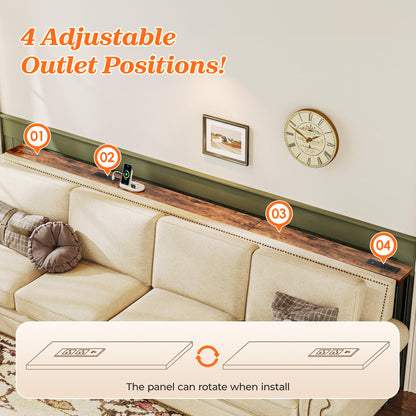 SUPERJARE 102 Inch Sofa Table with 2 Power Outlets and USB-C Ports, 5.9 Inch Narrow Console Table with Storage, Extra-Long, for Entryway Hallway Couch Behind Sofa, Small Spaces, Rustic Brown