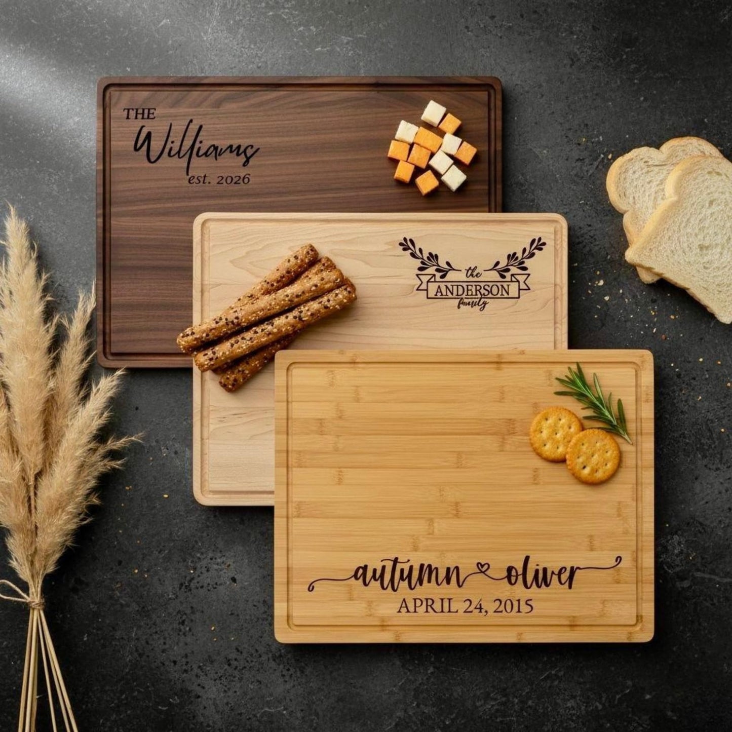 Personalized Cutting Board – Custom Engraved Charcuterie Board, Ideal Gift for Wedding, Housewarming, Bridal Shower, Anniversary, Birthday, Christmas, Engagement, Mom & Couples, Family, Parent