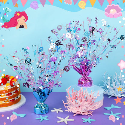 Ceenna 6 Pcs Table Decorations birthday decorations Metallic Gleam Foil Spray Centerpieces Shell Model Branches Leaf Glitter Table Centerpieces for Cosplay Holiday Party (Mermaid)