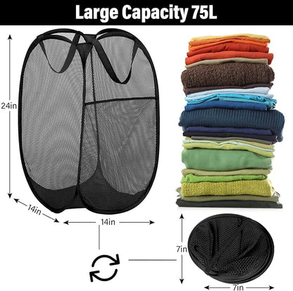 BATTOO Deluxe Strong Mesh Pop up Laundry Hamper Basket
