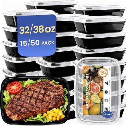 15 Pack 32oz Meal Prep Containers Reusable BPA-Free, Disposable Food Storage