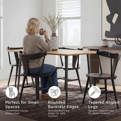 Signature Design by Ashley Gretlynn Casual Solid Wood Armless Dining Chair, Set of 2, Black