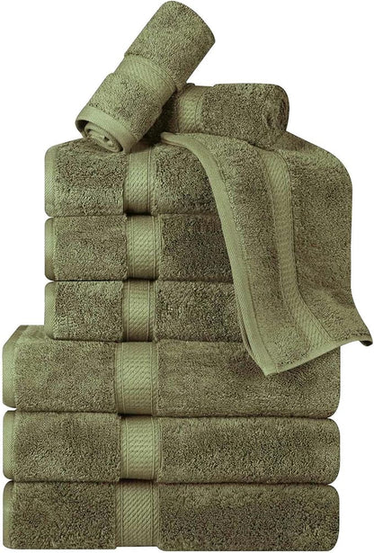 Superior Egyptian Cotton Pile 9 Piece Towel Set, Includes 3 Bath, 3 Hand