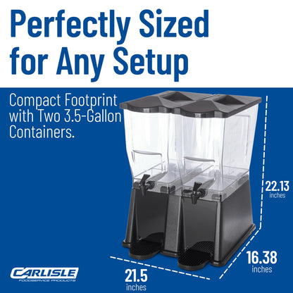 Carlisle FoodService Products Trimline Double Base Rectangular Beverage Dispensers with Spigot for Catering, Buffets, Restaurants, Polycarbonate (Pc), 2 x 3.5 Gallons, Black