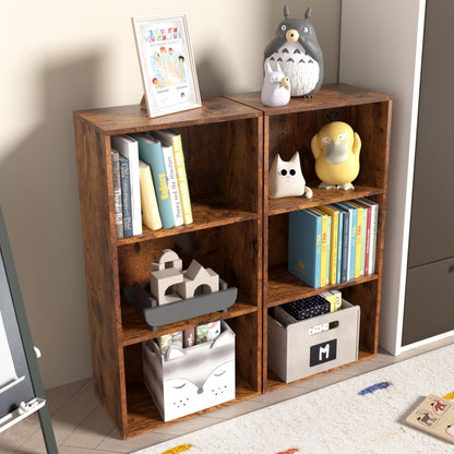 NewBeth Wooden 3 Cube Storage Organizer, 3 Tier Low Bookcase Freestanding Storage Display Organizer,Versatile Cubes Shelf and Cubby Unit for Any Space