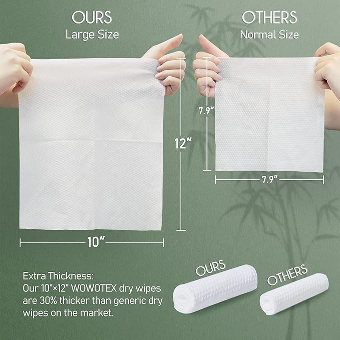 Bamboo Viscose Disposable Face Towel Biodegradable Large Dry Face Wipes 120