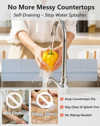 Kitchen Sink Splash Guard 18" Self-Draining Silicone Water Guard