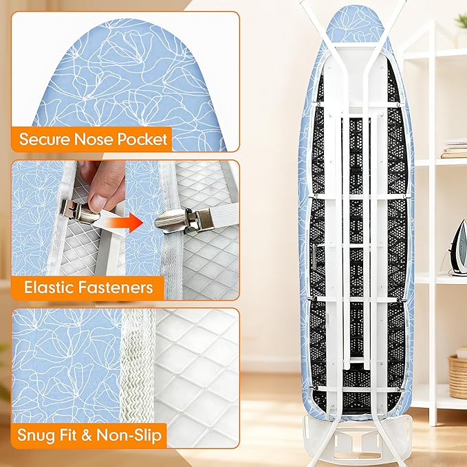 Ironing Board Cover and Pad, 21x54 Extra Large Thick Iron Padding, Scorch &