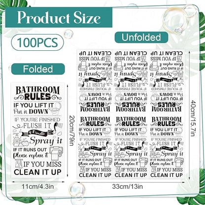 100 Pcs Bathroom Rules Paper Napkins Disposable Hand Towels
