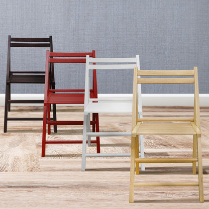 Casual Home Wooden Folding Chairs 2-Pcs Set - Natural
