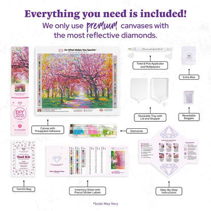 DIAMOND ART CLUB Cherry Blossom Trees Diamond Painting Kit, Fun DIY Crafts for Adults, Round Diamond Art Canvas, 17" x 13" (42.6 cm x 32.8 cm)