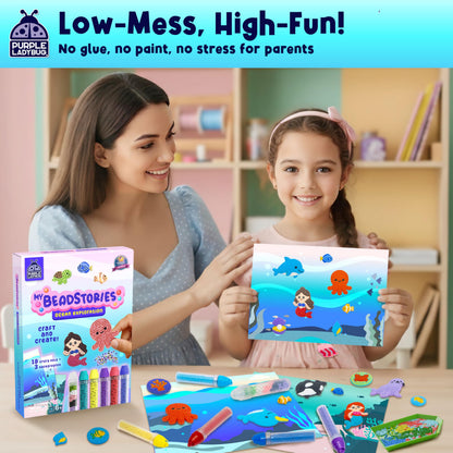 Magical Bead Painting – Birthday Gifts for Girl and Boy Ages 6-8 Years Old, Bead Art & Craft Set, Beads Pen & Painting Activities, Creative Arts & Crafts Ocean Theme Kit with Fun Designs