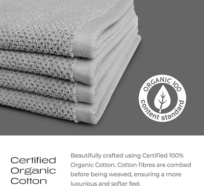 Luxury Silver-Infused Gray Washcloths 4-Pack, 12.9"x12.9"