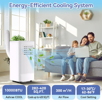 10000 BTU Portable Air Conditioners, 3 in 1 Portable AC with Cool, Dry, Fan Modes, Quiet Air Conditioners Cools Room up to 560 sq.ft, LED Display, Remote & 24H Timer, for Bedroom/Dorms/Apartments