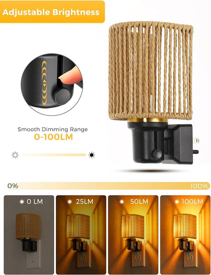 L LOHAS LED Night Lights Plug into Wall, Dimmable Night Light with Light Sensor, Amber Boho Nightlight Plug in Wall, Decorative Bohemian Nightlights Yellow Light for Bedroom Living Room Hallway, 1Pack