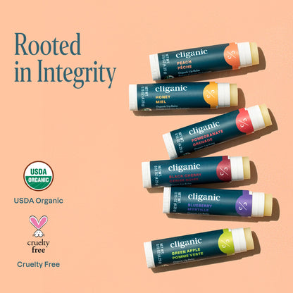 Cliganic Organic Lip Balm Set (6 Flavors) - 100% Natural Hydrating, Moisturizing for Dry Cracked Lips, for Men & Women