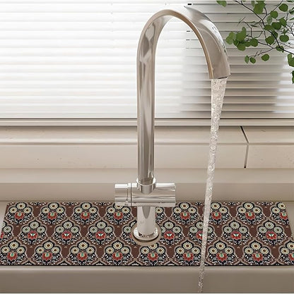 Patterned Sink Faucet Mat Kitchen Splash Guard Super Absorbent Drying Mat