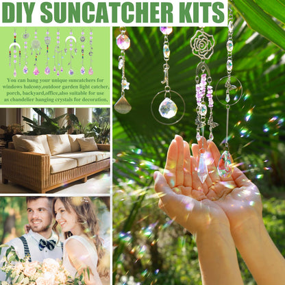 WASTROYAL 420 pcs DIY Sun Catchers Making Supplies Kit Art and Crafts for Adults Prism Hanging Decorative Suncatcher with Crystals Rainbow Maker for Indoor Windows Office Home Halloween Decor (Owl)