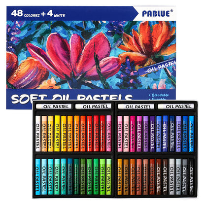PABLUE Oil Pastels 48 Colors, Soft Oil Pastel Crayons for Drawing Blending,Layering, Shading, Art Supplies Gift for Artists, Beginners