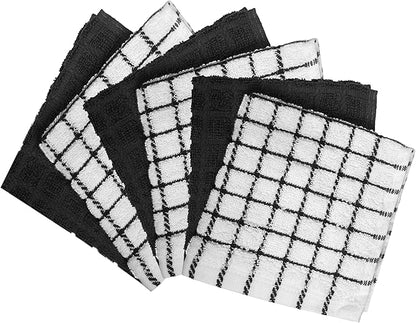 Bumble Premium Cotton Dish Cloths 12" x 12"| Black Design | 405 GSM | Highly