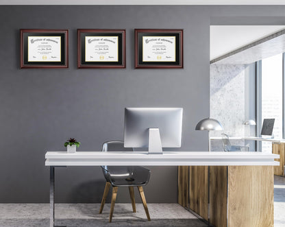 Yaetm 11x14 Diploma Frame, Certificate Frame with Tempered Glass, Display 8.5x11 Document with Black Over Gold Acid-free Mat or 11 x 14 without Mat, Wide Molding (Single, Mahogany)