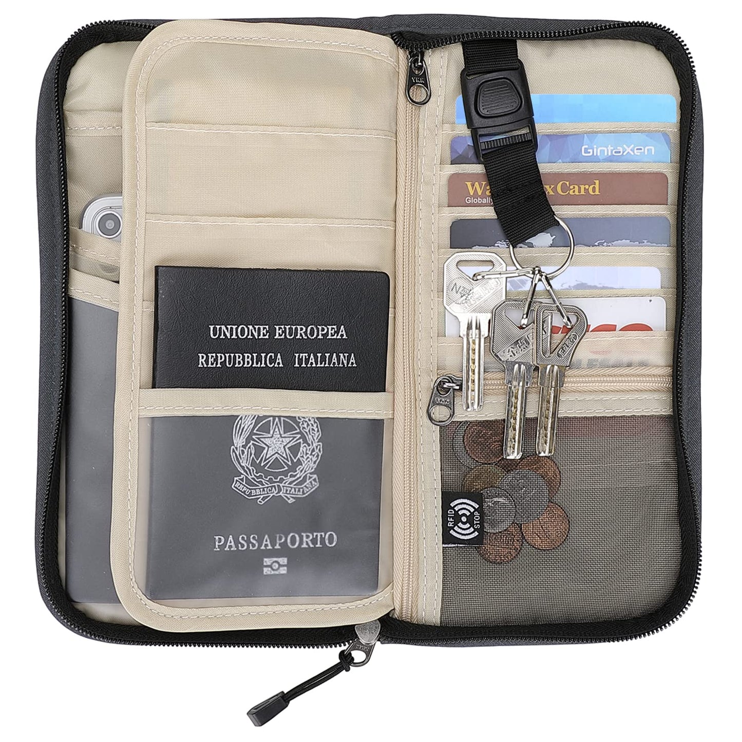 ZOPPEN Rfid Passport Holder Travel Wallet Family Documents Organizer Travel Accessories for 6 Passport, 03# Dark Grey