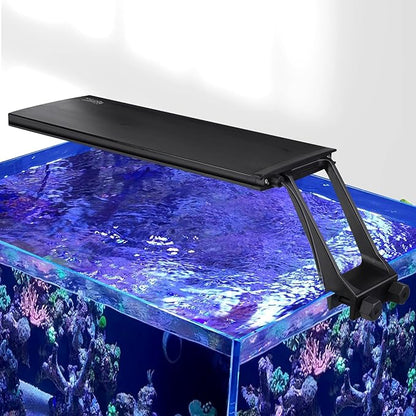 hygger Clip On 24/7 Saltwater Aquarium LED Light, 22W Sunrise-Daylight-Moonlight Mode and DIY Mode, Adjustable Timer Adjustable Brightness Fish Tank Light with 7 Colors for Coral Marine Tank