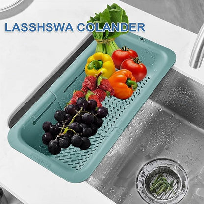 LASSHSWA Collapsible Colander for Kitchen, Over the Sink Strainer Basket for