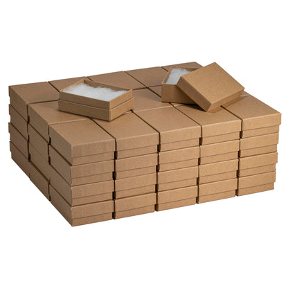 JPB Recycled Kraft Cotton Filled Jewelry Boxes #32 (Case of 100) (3 1/8" x 2 1/8" x 1")