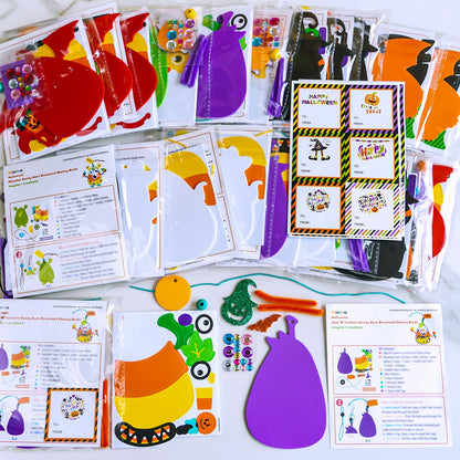 Winlyn 24 Sets Halloween Craft Kits for Kids - Ghost Monster Candy Corn Foam Individual Craft Kits - Arts and Crafts for Kids - Home Classroom Activities - Party Favors for Trick-Or-Treaters