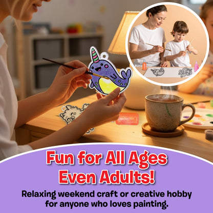 Small World Toys Fluorescent Suncatcher Kit – Fun Kids Crafts & DIY Crafts for Kids Ages 4-8 – Paint-Your-Own Window Art Set with Bright & Colorful Suncatchers