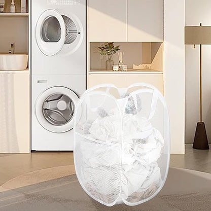 2 Pack Laundry Basket, Foldable Mesh Pop-up Laundry Hamper