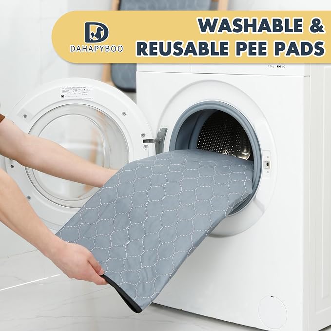 DAHAPYBOO Washable Pee Pads for Dogs 36x41,4 Pack | Reusable Puppy Pads for Dogs Non-Slip Waterproof Pet Training Pads for Crate, Playpen, Bed, Sofa,Whelping Box, Potty Training