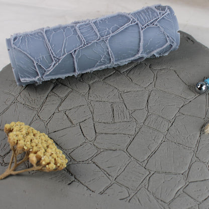 Flagstones Clay Texture Roller (4") - Seamless Set #02 - Embossing Pattern Roller for Polymer & Ceramic Clay, Pottery & Crafts