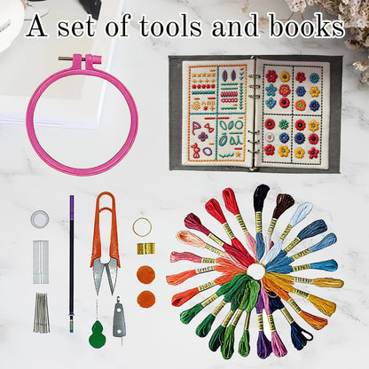2026 New Embroidery Book Kit Embroidery Book Including a Complete Toolkit and Instructional Tutorial Embroidery Kit for Beginners and DIY Craft Lovers (1 Piece Set)