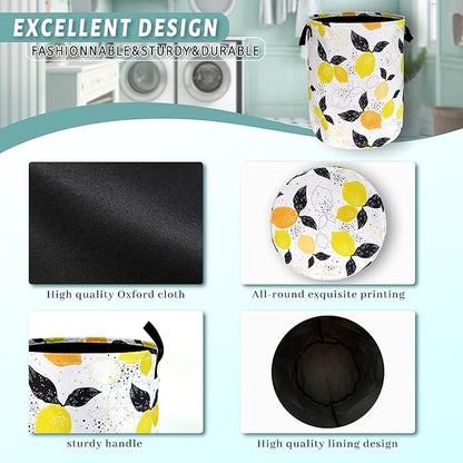 Lemons Laundry Hamper Boho Tropical Fruit Colorful Laundry Basket